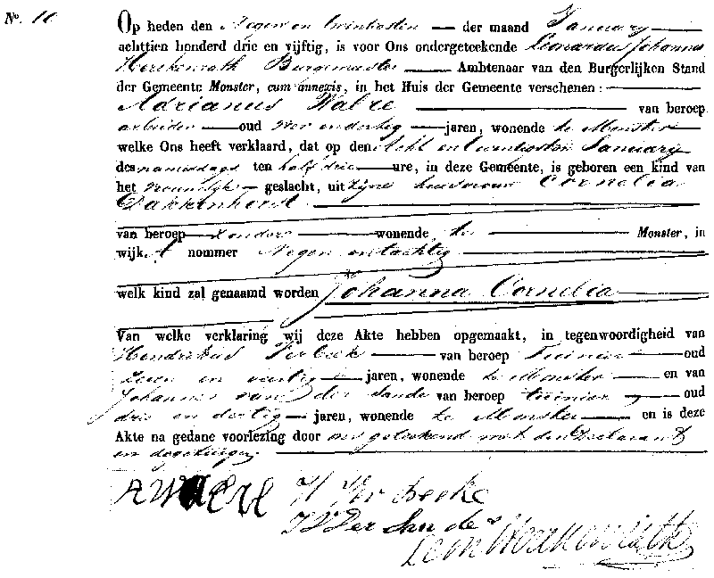 18530129 geb akte 10 Johanna C dv A Walre - C Dakkenhorst